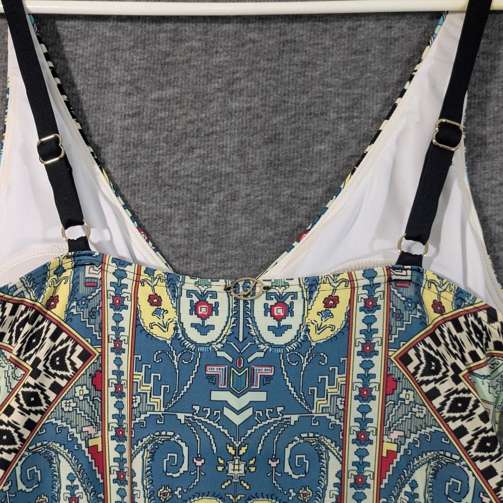 Jantzen Womens Paisley Geometric Mixed Print One Piece Swimsuit Blue Black Sz 8 - Picture 3 of 8
